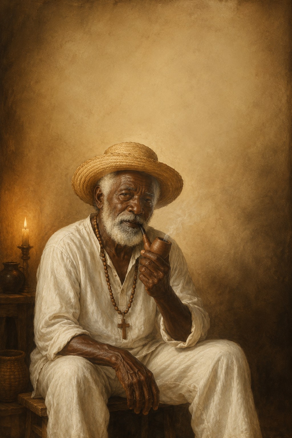 Pretos Velhos — retrato de um senhor sábio com cachimbo